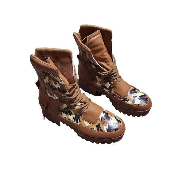 CAPE ROBBIN WOMEN'S NUNCA ROUND TOE LUG PLATFORM COMBAT BOOTS CAMO BROWN 10 - Picture 9 of 14